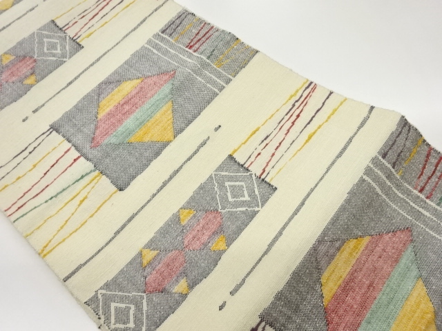 JAPANESE NAGOYA OBI / TSUMUGI / WOVEN GEOMETRIC